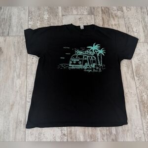 Smart Blanks Huntington Beach Black Tee with Aqua Palm and Van Graphic
